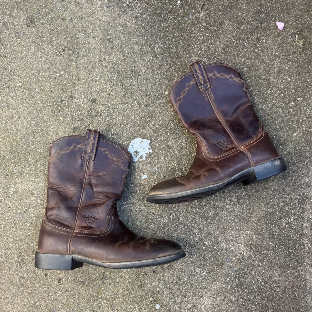 Ariat Brown Leather Western Ankle Boots